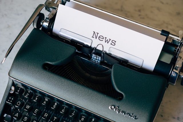 A paper that says news coming out of a typewriter