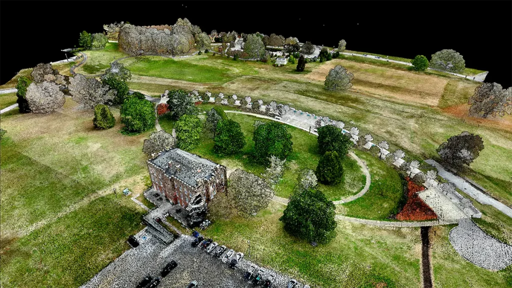 Aerial photo of the outside of a house