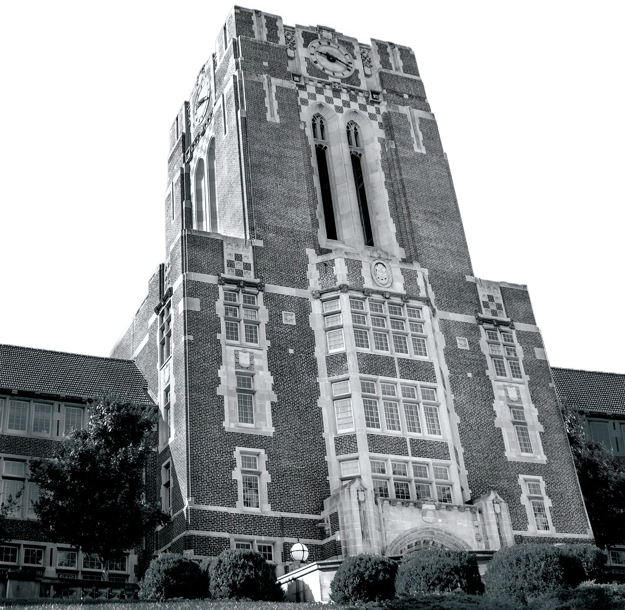Black and white image of Ayres Hall