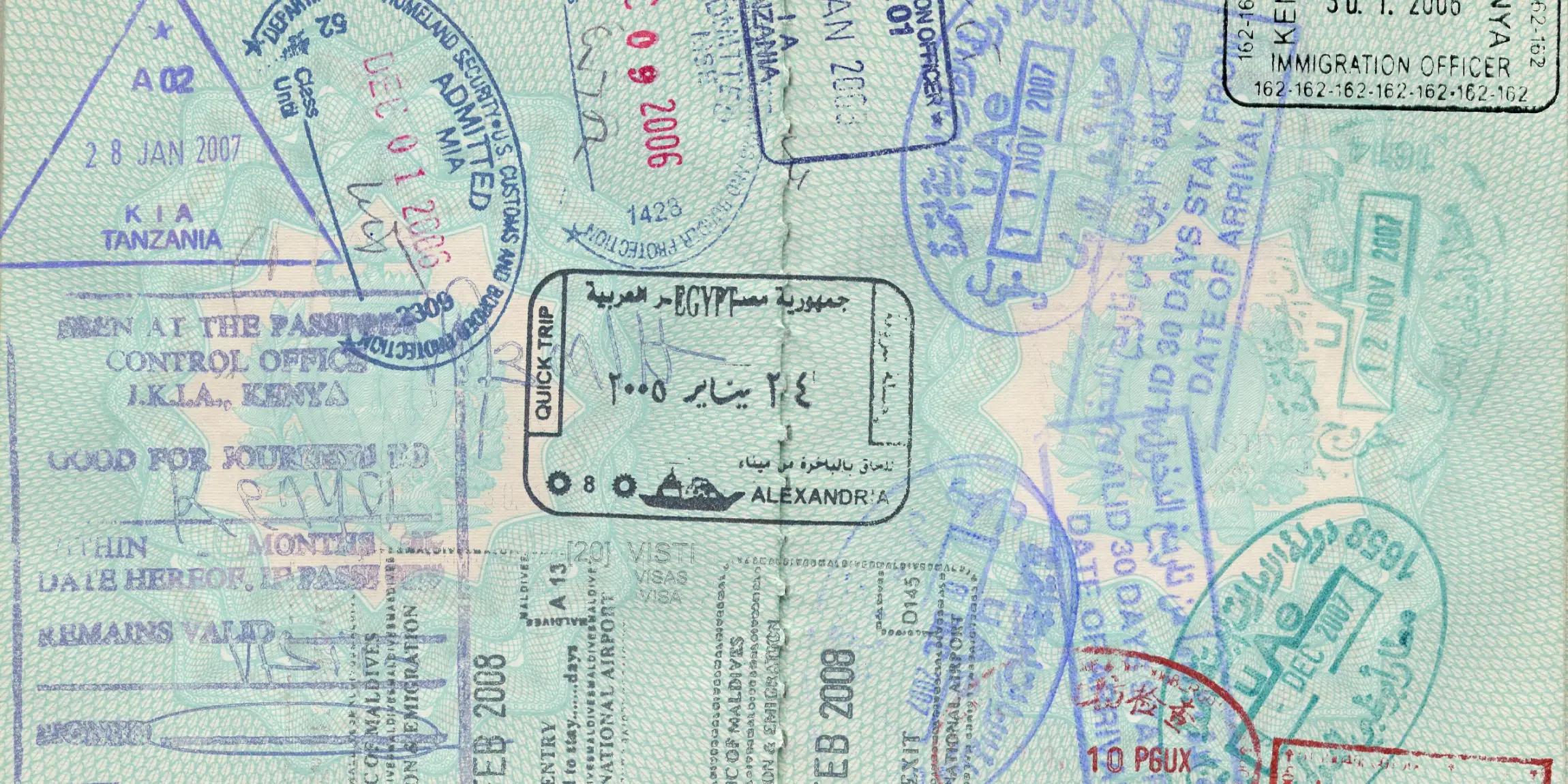 Texture image of passport stamps