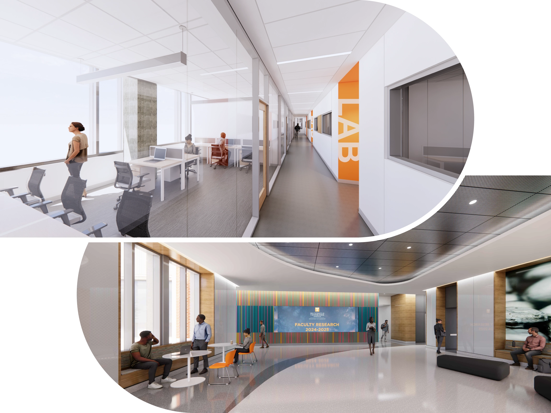 Rendering images of study spaces in the new building